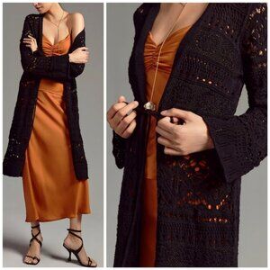 Anthropologie Crochet Duster Pointelle Cardigan Sweater, M